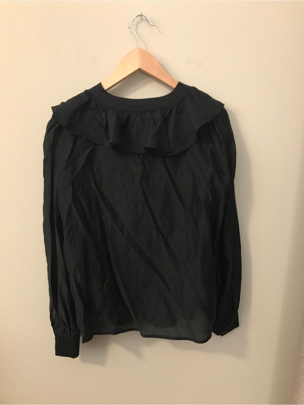 Ruffle-Trim Button-Up Blouse Top in Black by INC International Concepts β’ NWT - Picture 5 of 9